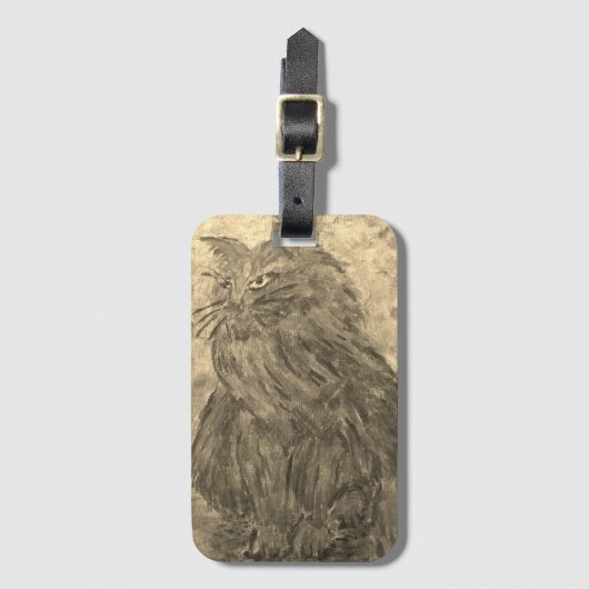 Étiquette À Bagage Balise de bagage pour chat noir et blanc (Devant Vertical)