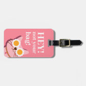 Étiquette À Bagage Balise de bagage pour chat rose drôle personnalisé (Devant horizontal)