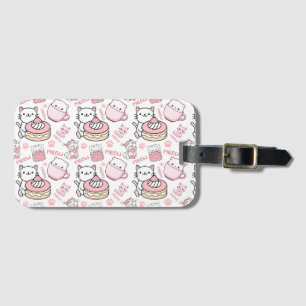 Étiquette À Bagage Balise de bagage pour chats rose et blanc mignon