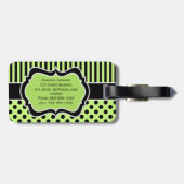 Étiquette À Bagage Balise de bagage pour les points polk blancs, noir (Dos horizontal)