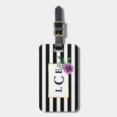 Étiquette À Bagage Balise de bagage pour monogramme à bande noire et  (Devant Vertical)