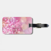 Étiquette À Bagage Balise de bagage pour monogramme rose brillant (Dos horizontal)