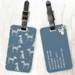 Étiquette À Bagage Balise de bagage pour Motif de chien de Dalmatie a<br><div class="desc">Motif de chien dalmate mignon sur un arrière - plan vert turquoise. Art original de Nic Squirrell. Modifiez les détails sur le dos pour personnaliser.</div>