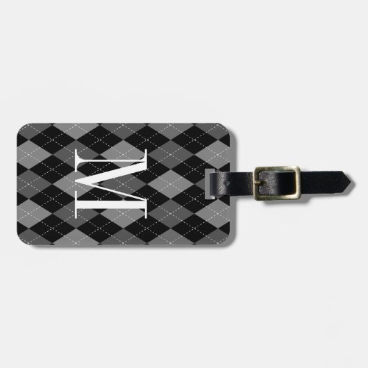 Étiquette À Bagage Balise de bagage pour motif de Jacquard monogramme (Devant horizontal)