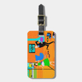 Étiquette À Bagage Balise de bagage pour parents rétro heureux et per (Devant Vertical)