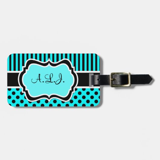 Étiquette À Bagage Balise de bagage pour points de polk blanc, noir e (Devant horizontal)