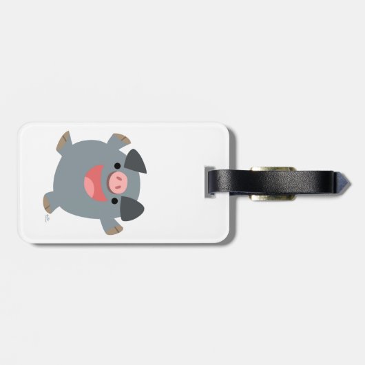 Étiquette À Bagage Balise de bagage pour porc rebondissant en caricat (Dos horizontal)