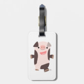 Étiquette À Bagage Balise de bagage pour porc souriant au dessin mign (Dos Vertical)