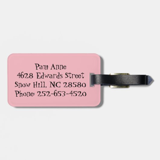 Étiquette À Bagage Balise de bagage pour Starbursts rose rétro (Dos horizontal)