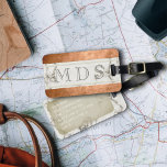 Étiquette À Bagage Balise de bagage rayée Monogramme en marbre modern<br><div class="desc">Ajoutez vos initiales et les coordonnées sur le verso et mettez la voile sur vos voyages. Convient à tous les amateurs de marbre moderne et ceux qui ont un broyage en cuivre. (ce serait moi). Tout faux et fabuleux. Ajoutez simplement vos initiales</div>