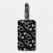 Étiquette À Bagage Balise de bagage Retro noir Fleurs blanches (Dos Vertical)
