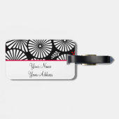 Étiquette À Bagage Balise de bagage Retro noir Fleurs blanches (Dos horizontal)