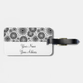 Étiquette À Bagage Balise de bagage Retro noir Fleurs blanches (Dos horizontal)