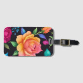 Étiquette À Bagage Balise de bagage Rose en étain floral (Devant Horizontal)