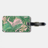 Étiquette À Bagage Balise de bagage rose Feuille de palme tropicale (Dos horizontal)