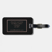 Étiquette À Bagage Balise de bagage rose Gold et Black Polka Dot (Dos horizontal)