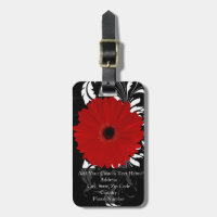 Balise de bagage rouge Gerbera Daisy avec nom du w