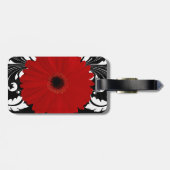 Étiquette À Bagage Balise de bagage rouge Gerbera Daisy avec nom du w (Dos horizontal)
