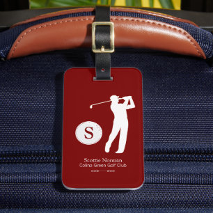 Étiquette À Bagage Balise de bagage rouge pour un golfeur