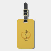 Étiquette À Bagage Balise de bagage simple en monogramme jaune (Devant Vertical)