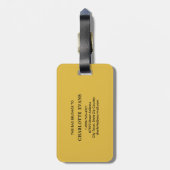 Étiquette À Bagage Balise de bagage simple en monogramme jaune (Dos Vertical)