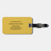 Étiquette À Bagage Balise de bagage simple en monogramme jaune (Dos horizontal)