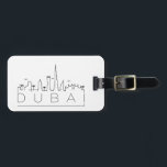 Étiquette À Bagage Balise de bagage Skyline Dubaï<br><div class="desc">Une étiquette à bagages unique représentant la belle ville de Dubaï aux Émirats Arabes Unis. Cette étiquette présente une illustration stylisée de l'horizon unique de la ville avec son nom en dessous.</div>