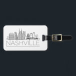 Étiquette À Bagage Balise de bagage Skyline stylisée de Nashville, Te<br><div class="desc">Un bagage unique représentant la belle ville de Nashville,  Tennessee.  Ce tag présente une illustration stylisée de l'horizon unique de la ville avec son nom en dessous.</div>