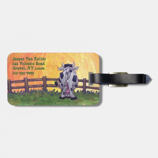 Étiquette À Bagage Balise de bagage Tête et Queues de vache mignonne (Dos horizontal)