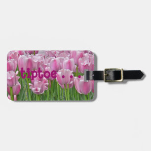 Étiquette À Bagage Balise de bagage, "TipToe, Tulipes roses"