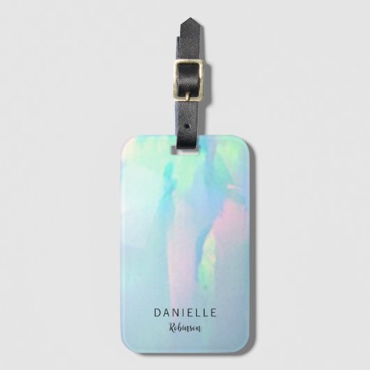 Étiquette À Bagage Balise de bagage Turquoise bleu opal (Devant Vertical)