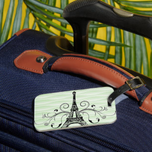 Étiquette À Bagage Balise de bagage verte Tour Eiffel