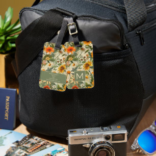 Étiquette À Bagage Balise de bagage Vintage de monogramme floral