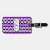 Étiquette À Bagage Balise de bagage violette, noire, blanche (Devant horizontal)