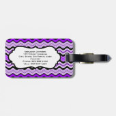 Étiquette À Bagage Balise de bagage violette, noire, blanche (Dos horizontal)