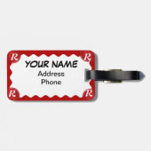 Étiquette À Bagage Balise de bagages coeur monogramme (Dos horizontal)