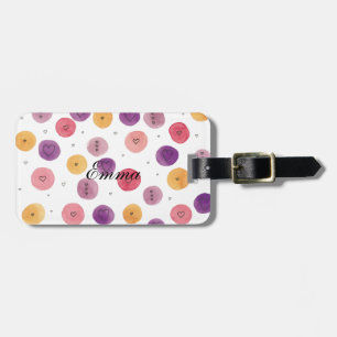 Étiquette À Bagage Balise de bagages Coeurs d'aquarelle irky