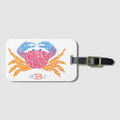 Étiquette À Bagage Balise de bagages de crabe avec initiales (Devant Horizontal)