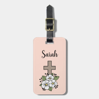 Étiquette À Bagage Balise de bagages de croix et de fleurs personnali