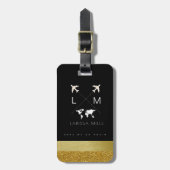 Étiquette À Bagage Balise de bagages de voyage chic avec son nom (Devant Vertical)