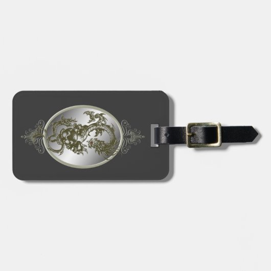 Étiquette À Bagage Balise de bagages Dragon en acier personnalisé (Devant horizontal)