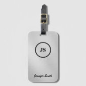 Étiquette À Bagage Balise de bagages en acier brossé monogrammé (Devant Vertical)