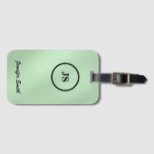 Étiquette À Bagage Balise de bagages en acier brossé vert melon monog (Devant Horizontal)