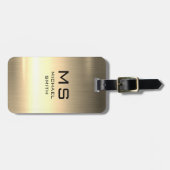 Étiquette À Bagage Balise de bagages en métal en acier inoxydable or (Devant horizontal)
