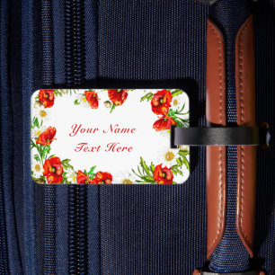 Étiquette À Bagage Balise de bagages encadrée de fleurs avec nom de t