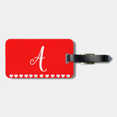 Étiquette À Bagage Balise de bagages initiale du monogramme rouge et (Dos horizontal)