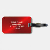 Étiquette À Bagage Balise de bagages initiale en métal brossé rouge (Dos horizontal)