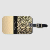 Étiquette À Bagage Balise de bagages léopard doré brillant (Devant Horizontal)