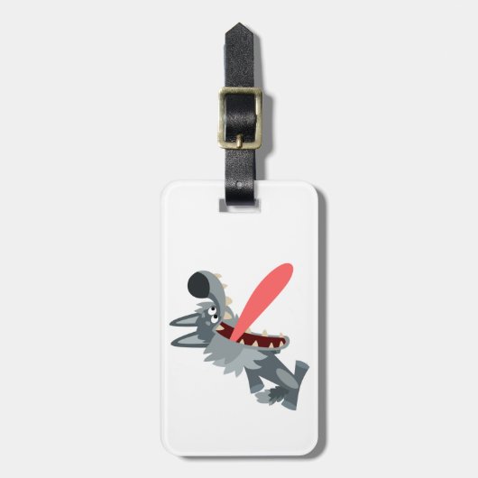 Étiquette À Bagage Balise de bagages loup de caricature adoré (Devant Vertical)