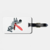 Étiquette À Bagage Balise de bagages loup de caricature adoré (Dos horizontal)